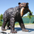 Fine Workmanship Metal Animal Statue Life Size Bronze Bear Eating Fishing Sculpture For Sale
